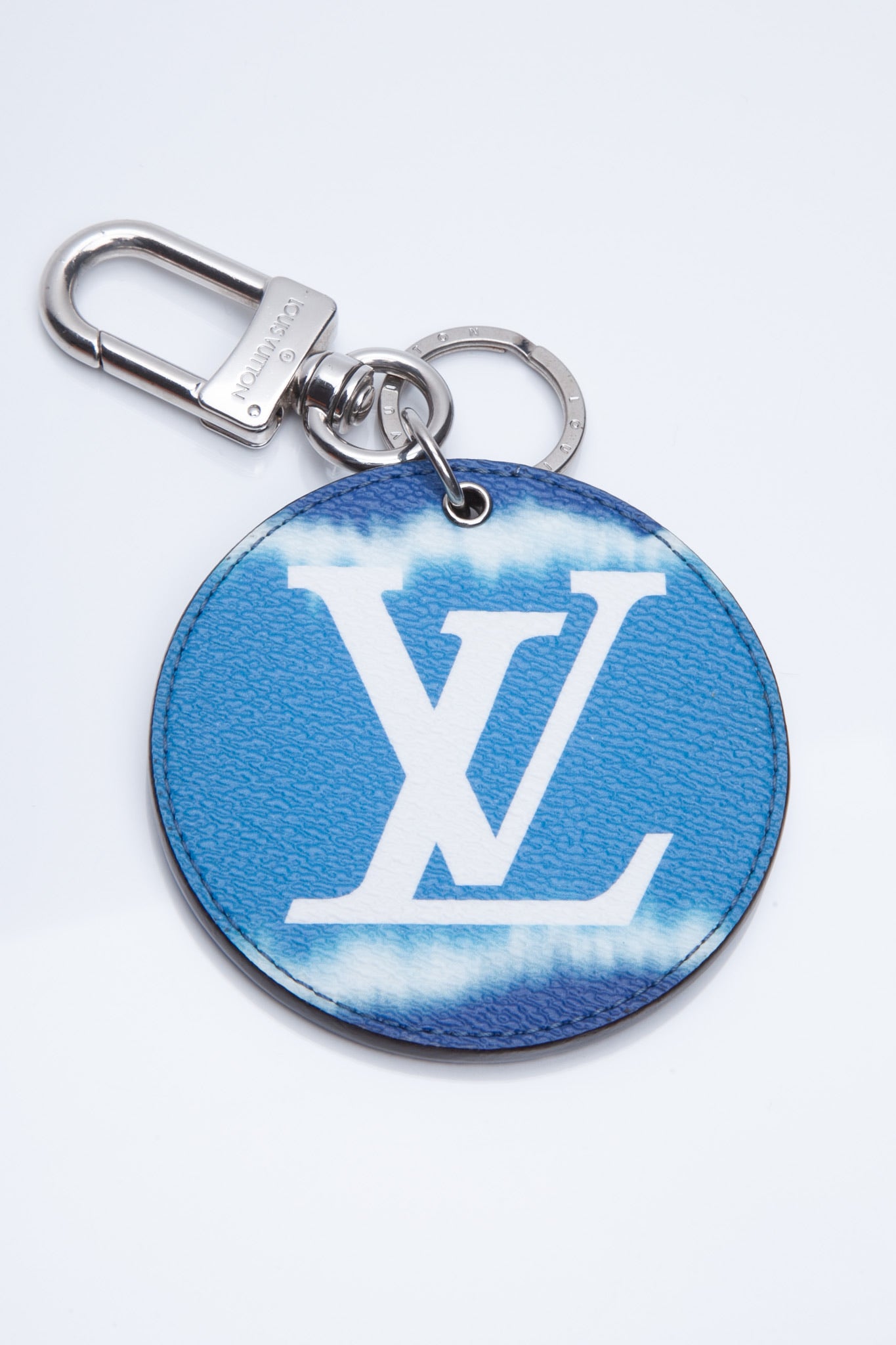 Louis Vuitton Speedy Bag Charm Escale Blue White Key Holder Silver