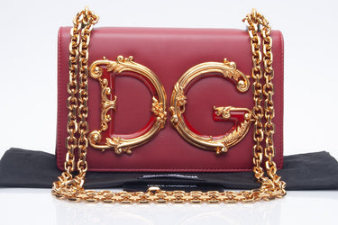 DOLCE & GABBANA Red Nappa Leather DG Girls Shoulder Bag (New)