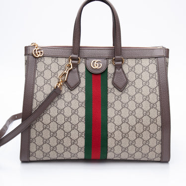 GUCCI Ophidia Top Handle GG Coated Canvas Medium Tote Bag