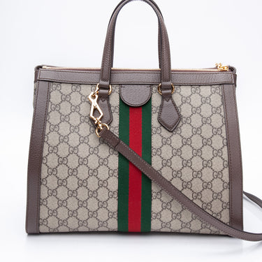 GUCCI Ophidia Top Handle GG Coated Canvas Medium Tote Bag