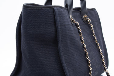 CHANEL 23C Black Mixed Fibers Large Deauville Tote Bag