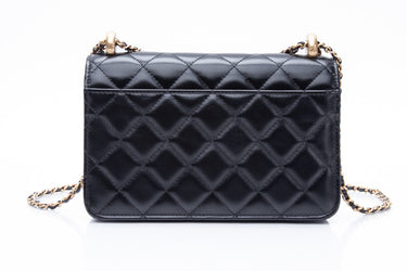 CHANEL Black Calfskin Quilted Perfect Fit Wallet On Chain WOC