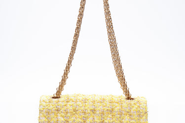 CHANEL Yellow Tweed Quilted 2.55 Reissue Mini Flap Bag