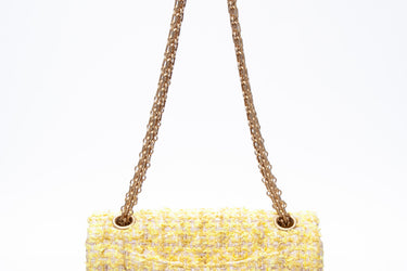 CHANEL Yellow Tweed Quilted 2.55 Reissue Mini Flap Bag