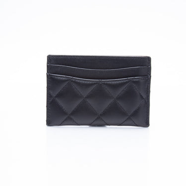 CHANEL Black Lambskin Quilted Classic Card Holder