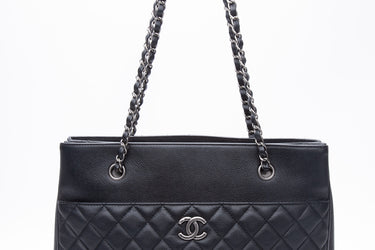 CHANEL Black Caviar Quilted Urban Companion Shopping Tote Bag