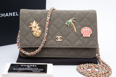 CHANEL Cuba Charms Wallet on Chain Quilted Canvas WOC Crossbody
