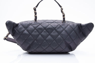 CHANEL Black Iridescent Calfskin Quilted All About Waist Belt Bag
