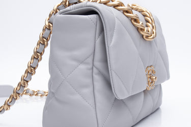 CHANEL 19 Grey Large Quilted Lambskin Flap Bag