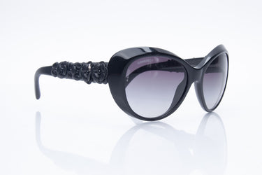 CHANEL Black Camellia CC Sunglasses