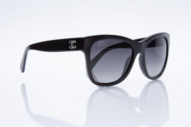 CHANEL Polarized Square CC Sunglasses Black