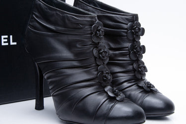 CHANEL Camellia Ankle Booties 38