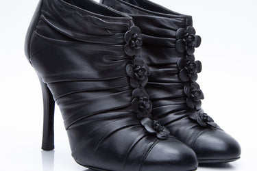 CHANEL Camellia Ankle Booties 38