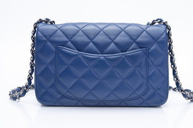 CHANEL Blue Quilted Lambskin Leather Classic Rectangular Mini Flap Bag