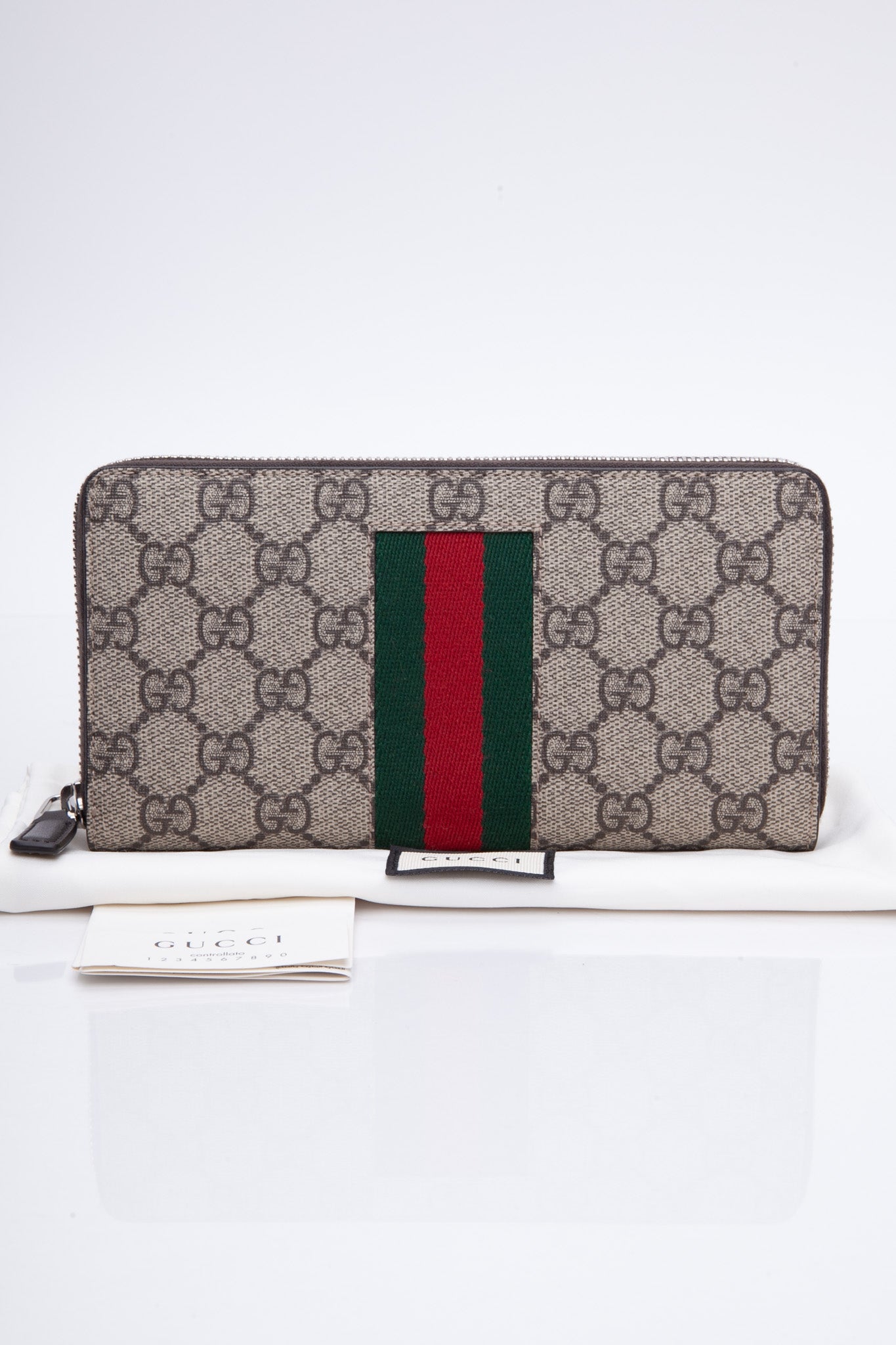 GUCCI Logo Zip Around Leather Wallet Black 408831