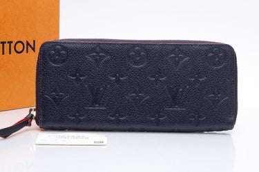 LOUIS VUITTON Navy Red Clémence Empreinte Leather Wallet