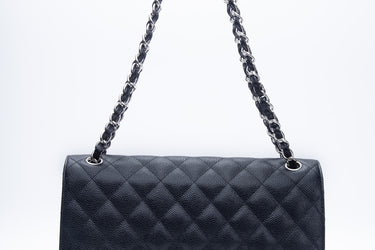 CHANEL Black Caviar Quilted Jumbo Double Flap Bag