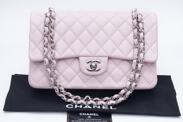 CHANEL Light Pink Lambskin Quilted Medium Double Flap Bag