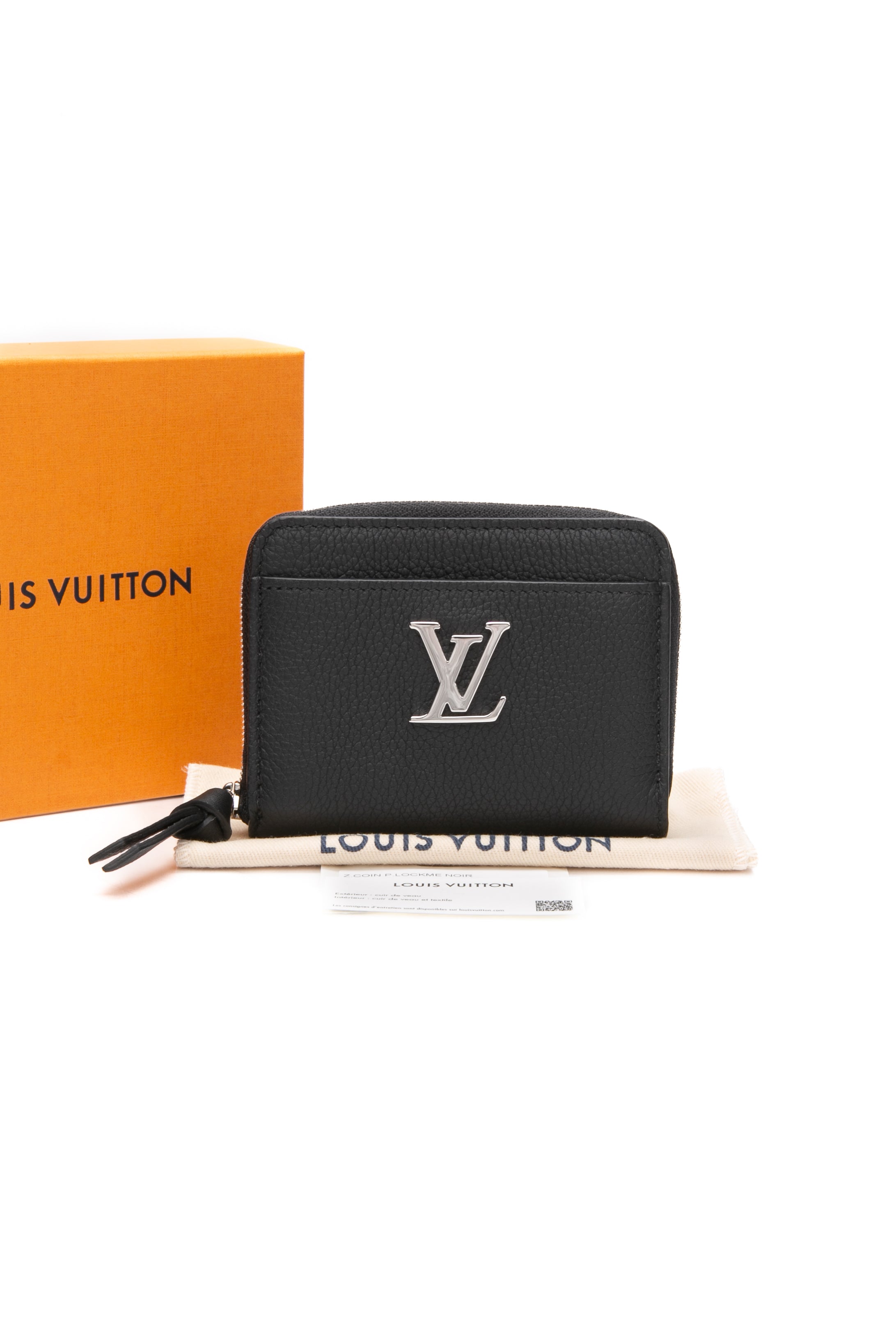 LOUIS VUITTON Black Noir Calfskin Lockme Zippy Coin Purse