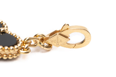 VAN CLEEF & ARPELS Vintage Alhambra 5 Motifs 18k Yellow Gold Black Onyx Bracelet