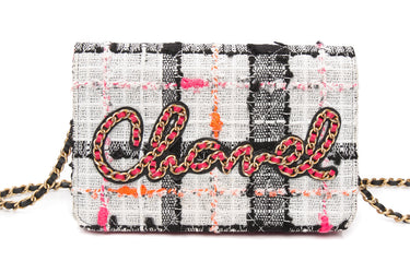 CHANEL Multicolor Tweed Logo Wallet On Chain WOC