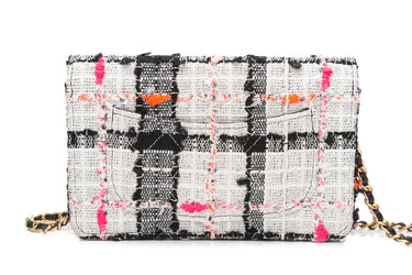 CHANEL Multicolor Tweed Logo Wallet On Chain WOC