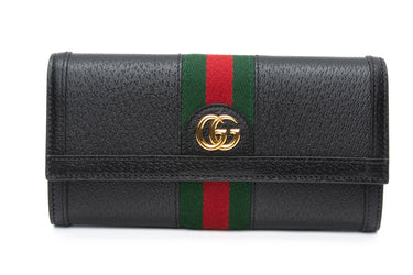 GUCCI Black Leather Ophidia GG Continental Wallet (New)