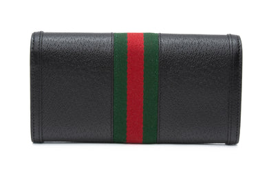 GUCCI Black Leather Ophidia GG Continental Wallet (New)