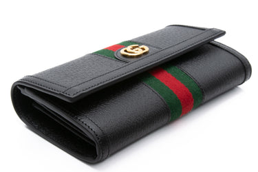 GUCCI Black Leather Ophidia GG Continental Wallet (New)