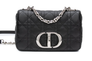 DIOR Black Calfskin Cannage Small Caro Bag (New)