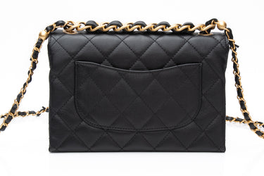 CHANEL Black Lambskin Quilted Small Chain Flap Bag