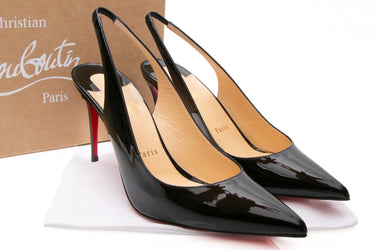 CHRISTIAN LOUBOUTIN Patent Kate 85 Slingback Pumps 38.5 (New)
