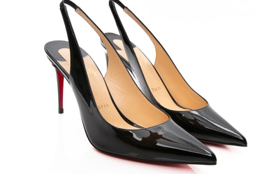 CHRISTIAN LOUBOUTIN Patent Kate 85 Slingback Pumps 38.5 (New)