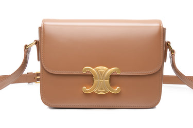 CELINE Bronze Shiny Calfskin Teen Triomphe Crossbody Bag (New)