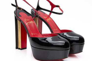 CHRISTIAN LOUBOUTIN Black Patent Leather Coluna Pumps 39 (New)