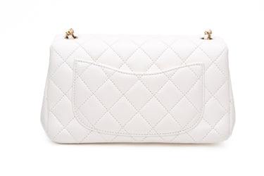 CHANEL White Lambskin Quilted Mini Rectangular Pearl Crush Flap Bag