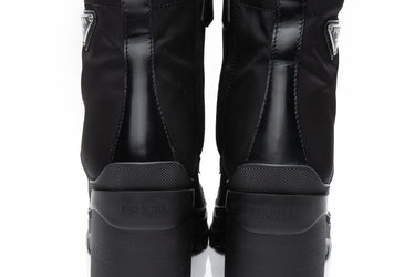 PRADA Black Re-Nylon and Leather Booties 39