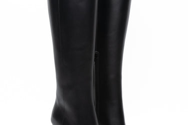 VALENTINO GARAVANI Black Leather Ono Knee-High Boots 38.5 (New)