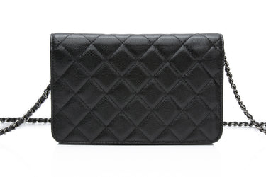 CHANEL Black Caviar Quilted Crystal CC Wallet On Chain WOC