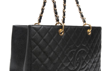 CHANEL Black Caviar Quilted XL Grand Shopping Tote GST
