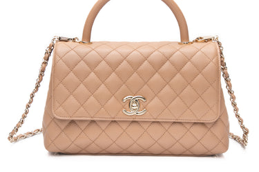 CHANEL Brown Caviar Quilted Medium Coco Chain Handle Flap Bag