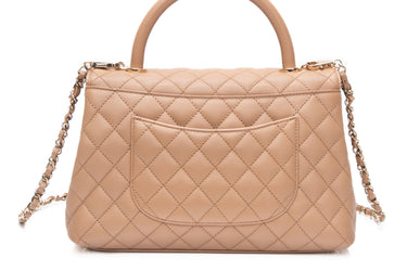 CHANEL Brown Caviar Quilted Medium Coco Chain Handle Flap Bag