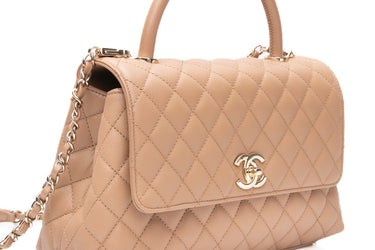 CHANEL Brown Caviar Quilted Medium Coco Chain Handle Flap Bag