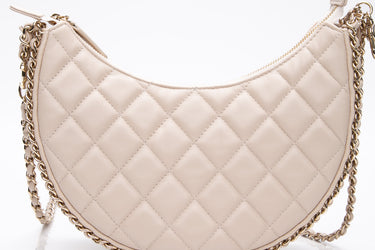 CHANEL 23P Ecru Light Beige Lambskin Quilted Small Hobo Bag