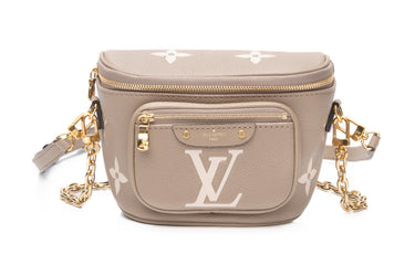LOUIS VUITTON Mini Bumbag Bicolor Monogram Tourterelle Beige Cream Empreinte Leather