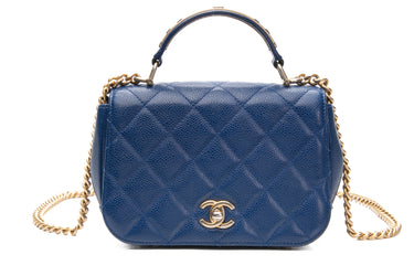 CHANEL Blue Caviar Quilted Carry Around Flap Crossbody Bag