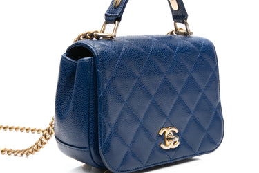 CHANEL Blue Caviar Quilted Carry Around Flap Crossbody Bag