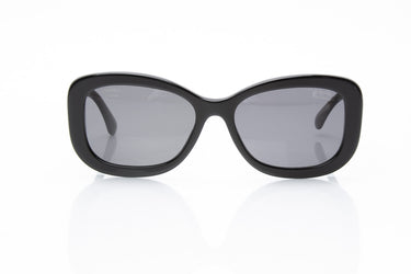 CHANEL Black Acetate Interlocking CC Logo Sunglasses