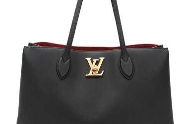 LOUIS VUITTON Black Noir Leather Lock me Shopper Bag