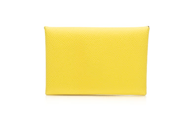 HERMES Lime Calvi Verso Card Holder (New)